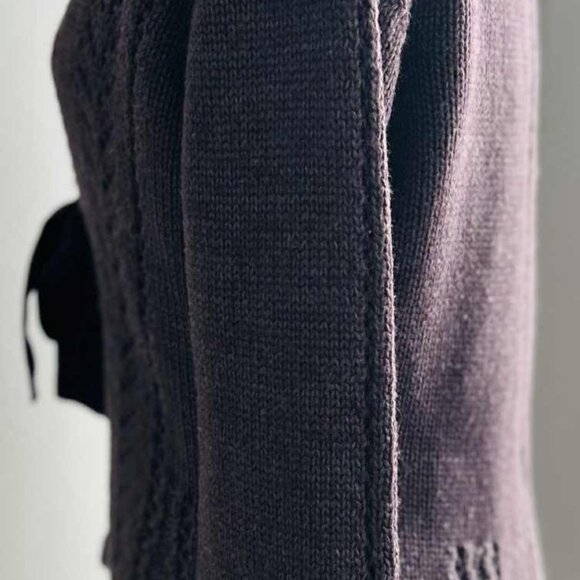 Bianco & Blu Smoky Plum Heather Lacy Knit Wool Cardigan with Satin Tie – EU M - Picture 6 of 11